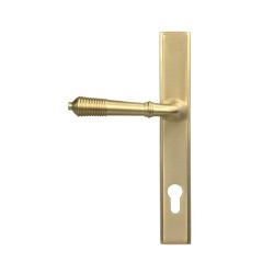 Satin Brass Reeded Slimline Lever Espag. Lock Set