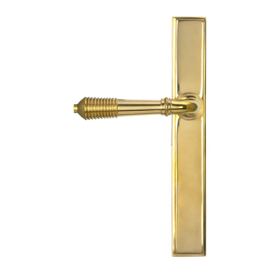 Polished Brass Reeded Slimline Lever Latch Set