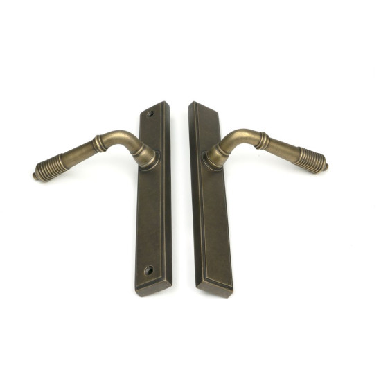 Burnished Brass Reeded Slimline Lever Latch Set