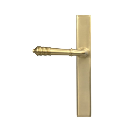 Satin Brass Reeded Slimline Lever Latch Set