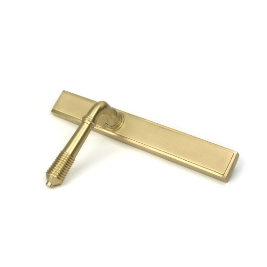 Satin Brass Reeded Slimline Lever Latch Set