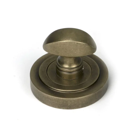 Burnished Brass Art Deco Round Bathroom Thumbturn Set