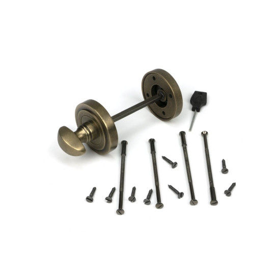 Burnished Brass Art Deco Round Bathroom Thumbturn Set