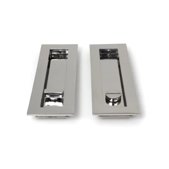 Polished Marine SS (316) Plain Rectangular Pull - Privacy Set