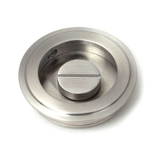 Art Deco Round Pull Privacy Set Satin Marine Stainless Steel