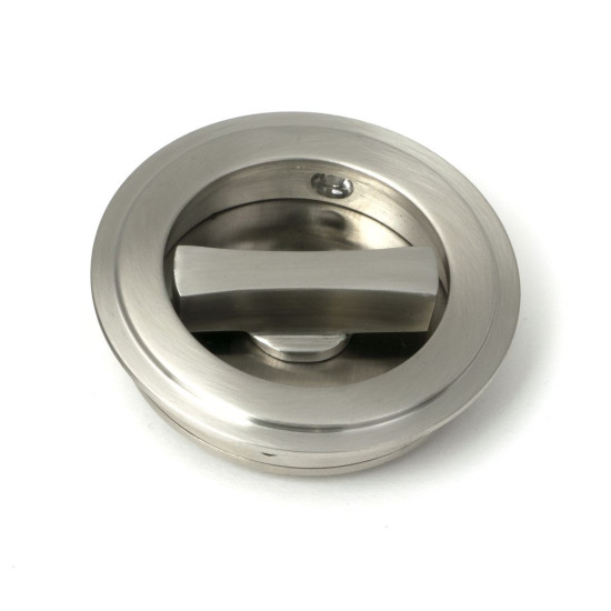 Art Deco Round Pull Privacy Set Satin Marine Stainless Steel