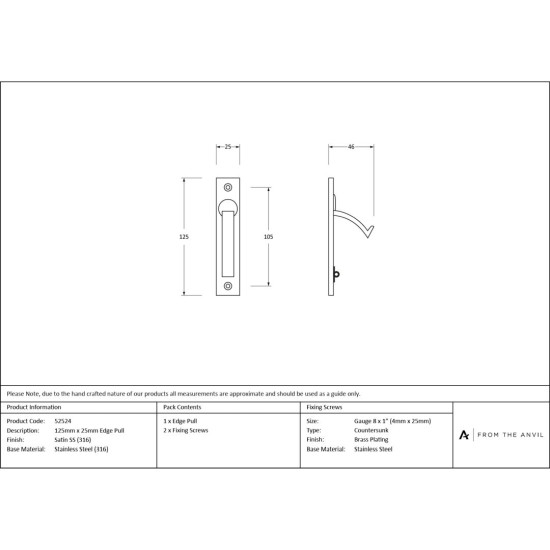 Edge Pull - Satin Marine Stainless Steel