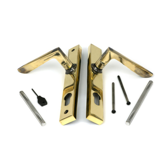Eaton Slimline Lever Espagnolette Lock Set - Aged Brass