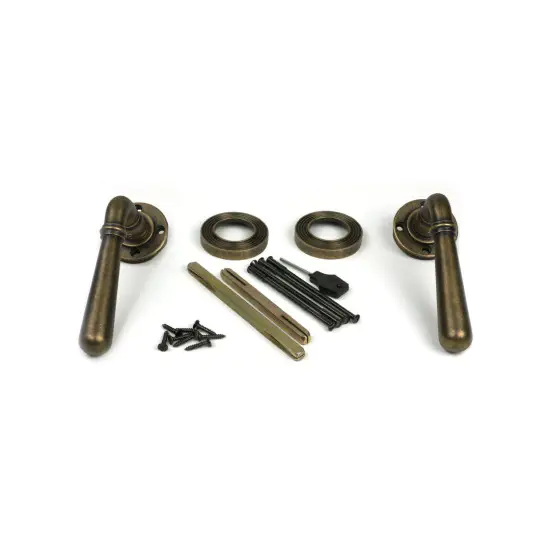 Burnished Brass Newbury Lever on Rose Set (Beehive) - Unsprung
