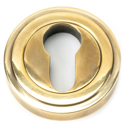 Aged Brass Art Deco Round Euro Escutcheon