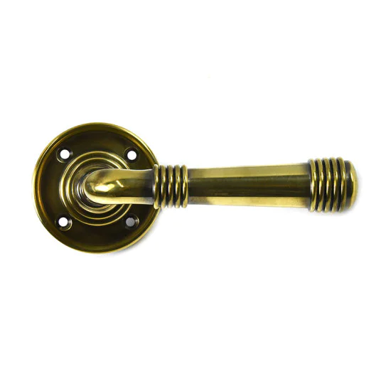 Aged Brass Beehive Lever Door Handle