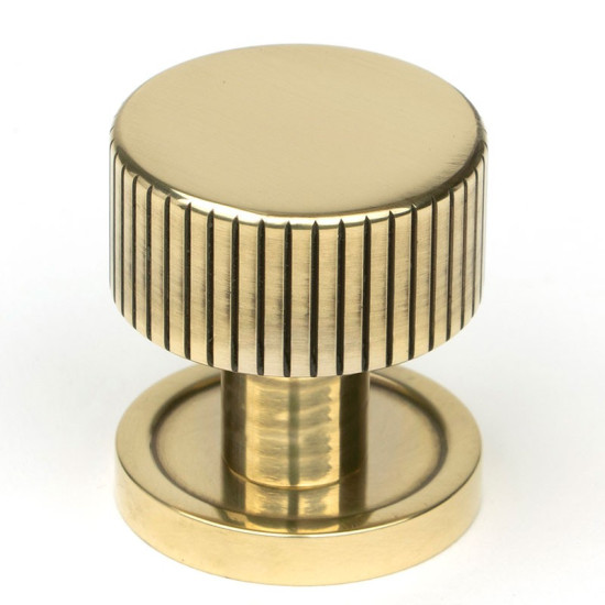 Aged Brass Judd Cabinet Knob on Round Rose