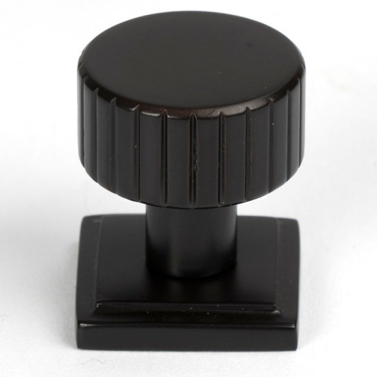 Aged Bronze Judd Cabinet Knob on Square Rose