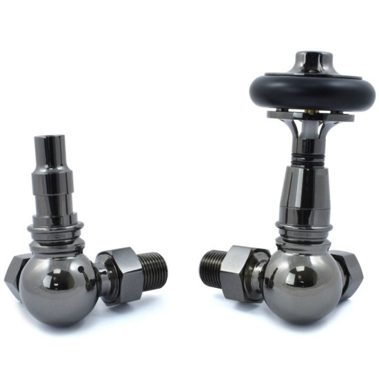 Amberley Thermostatic Radiator Valves - Black Nickel Corner TRV