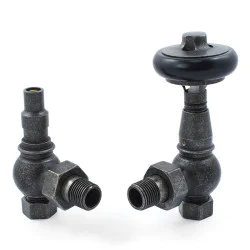 Amberley Thermostatic Radiator Valves - Pewter Angled TRV