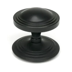 Art Deco Centre Door Knob - Matt Black