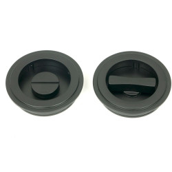 Art Deco Round Pull Privacy Set - Matt Black