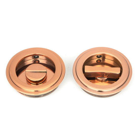 Art Deco Round Pull Privacy Set - Polished Bronze