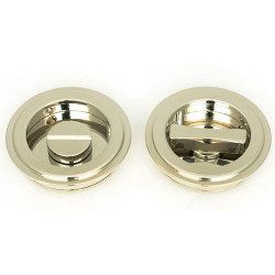 Art Deco Round Pull Privacy Set - Polished Nickel