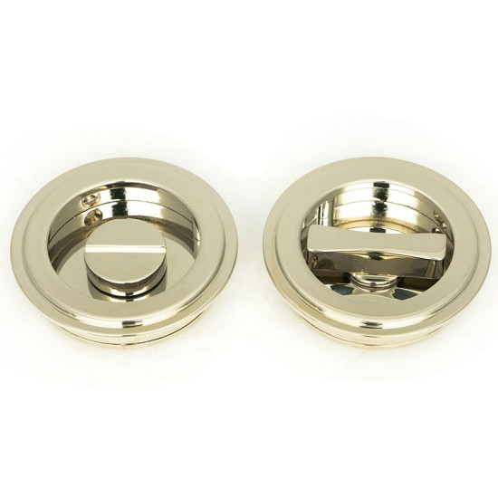 Art Deco Round Pull Privacy Set - Polished Nickel