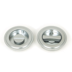 Art Deco Round Pull Privacy Set - Satin Chrome