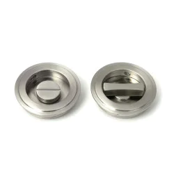 Art Deco Round Pull Privacy Set Satin Marine Stainless Steel