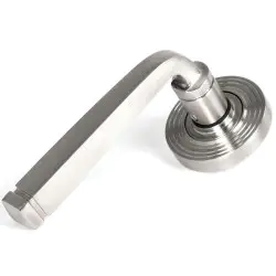 Avon Unsprung Lever Door Handle on Beehive Rose Set - Satin Marine Stainless Steel
