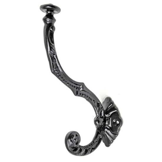 Crested Flute Hat and Coat Hook - Black Finish