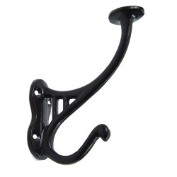 3 Bar Hat and Coat Hook - Black Finish