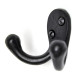 Porthos Double Loop Coat Hook - Black Finish