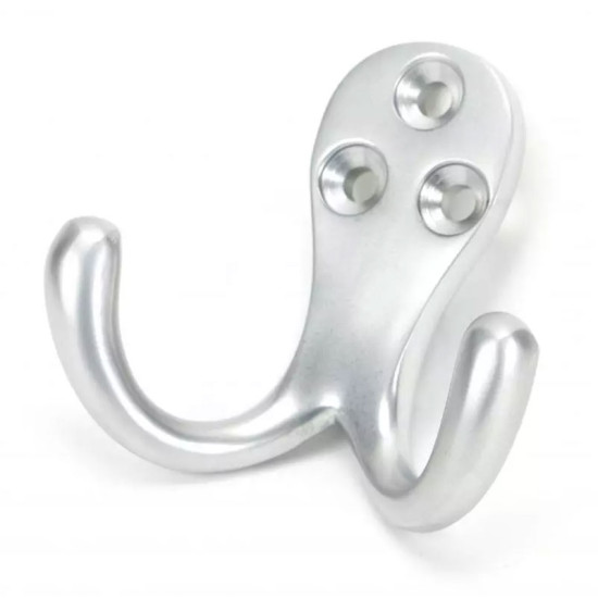 Celtic Double Coat Hook - Satin Chrome Finish