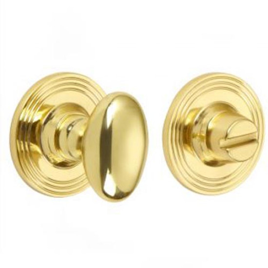 Bathroom Oval Knob Turn and Release Reeded Covered Rose