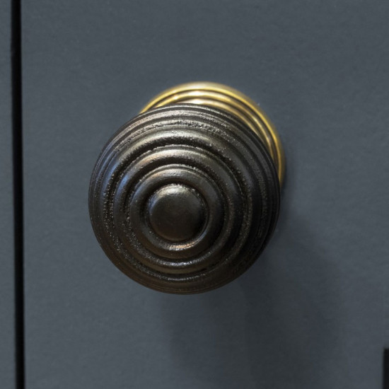 Beehive Ebony Cabinet Knob with Brass Rose