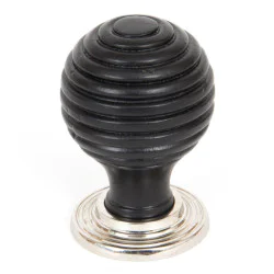Beehive Ebony Cabinet Knob with Nickel Rose