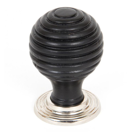 Beehive Ebony Cabinet Knob with Nickel Rose