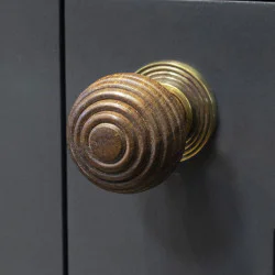 Beehive Rosewood Cabinet Knob with Brass Rose