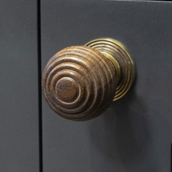 Beehive Rosewood Cabinet Knob with Brass Rose