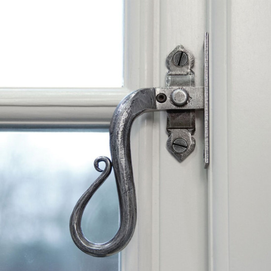 Blacksmith Pewter Patina Shepherd's Crook Lockable Casement Fastener