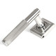 Brompton Sprung Lever Door Handle on Square Rose Set - Polished Marine Stainless Steel