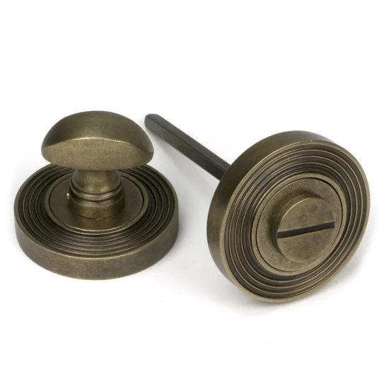 Burnished Brass Beehive Round Bathroom Thumbturn Set