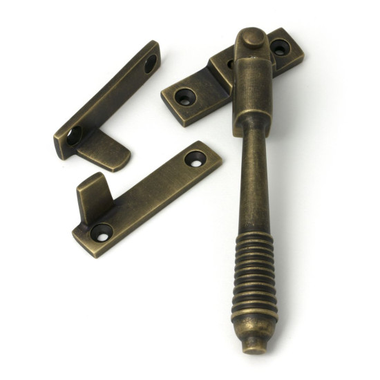 Burnished Brass Night-Vent Locking Reeded Fastener