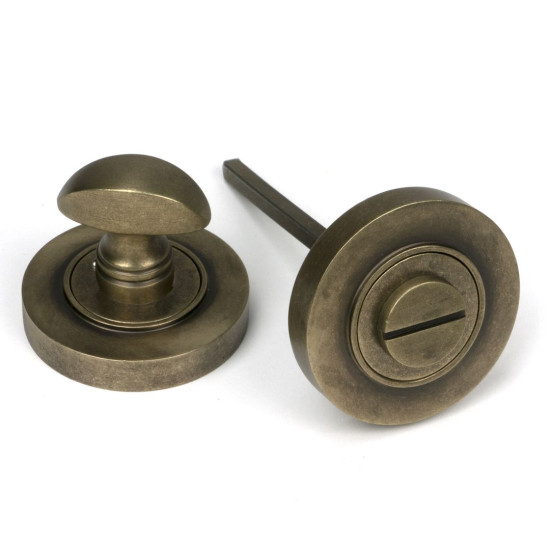 Burnished Brass Round Bathroom Thumbturn Set