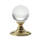 Clear Glass Ball Door Knobs on Polished Brass Roses
