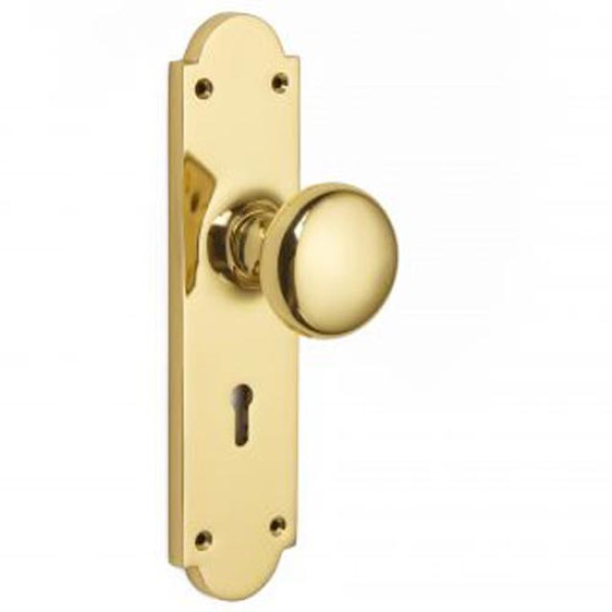 Cushion Door Knob on Shaped Backplate
