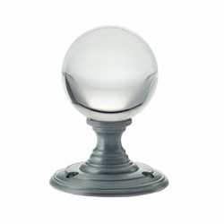 Clear Glass Ball Door Knobs on Satin Chrome Roses