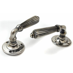 Nickel Reeded Lever Door Handle
