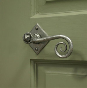 Blacksmith Pewter Patina Monkeytail Lever Door Handle on Diamond Rosette