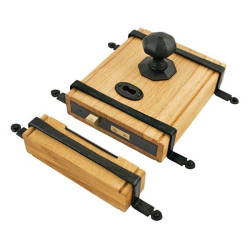 Traditional Blacksmith Oak Box Rim Lock & Octagonal Knobs