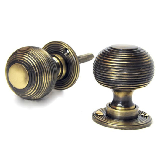 Antique Brass Reeded Door Knobs