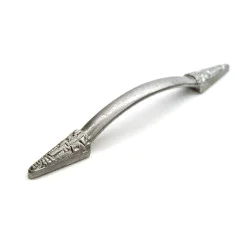 Nickel Gothic Aztec Edged Iron Pull Handle